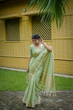 Thumbnail for Aastha Fashion Pista Banarasi Raw Silk All Over Zari Saree