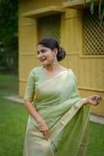 Thumbnail for Aastha Fashion Pista Banarasi Raw Silk All Over Zari Saree