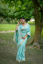 Thumbnail for Aastha Fashion Sky Banarasi Raw Silk All Over Zari Saree