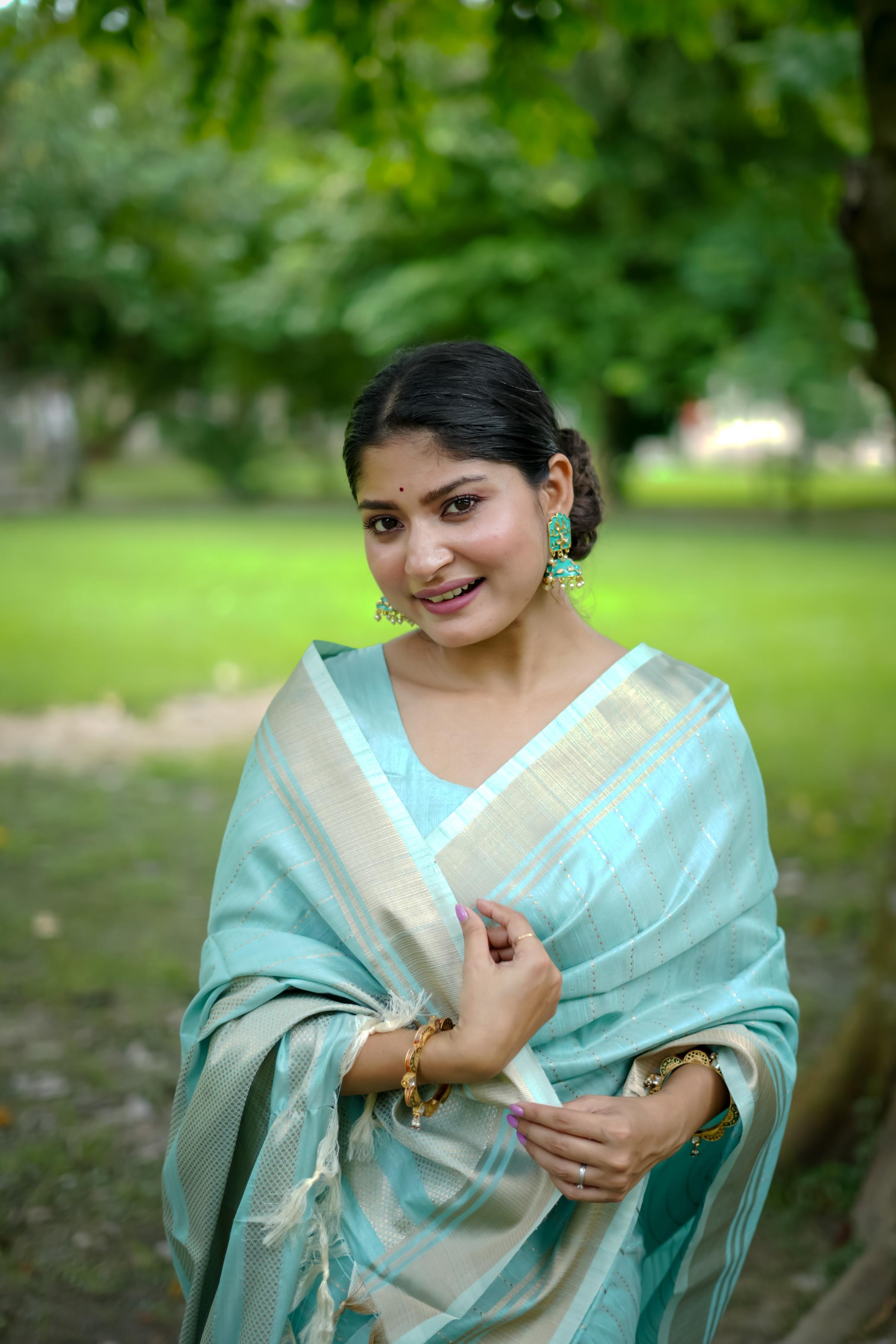 Aastha Fashion Sky Banarasi Raw Silk All Over Zari Saree