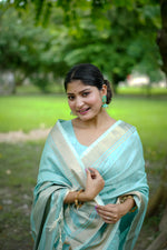 Thumbnail for Aastha Fashion Sky Banarasi Raw Silk All Over Zari Saree