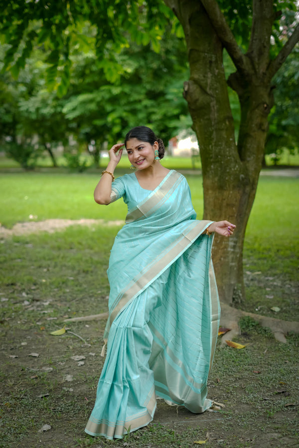 Aastha Fashion Sky Banarasi Raw Silk All Over Zari Saree