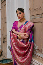 Thumbnail for Aastha Fashion Pink Soft Banarasi Silk Weaving Saree