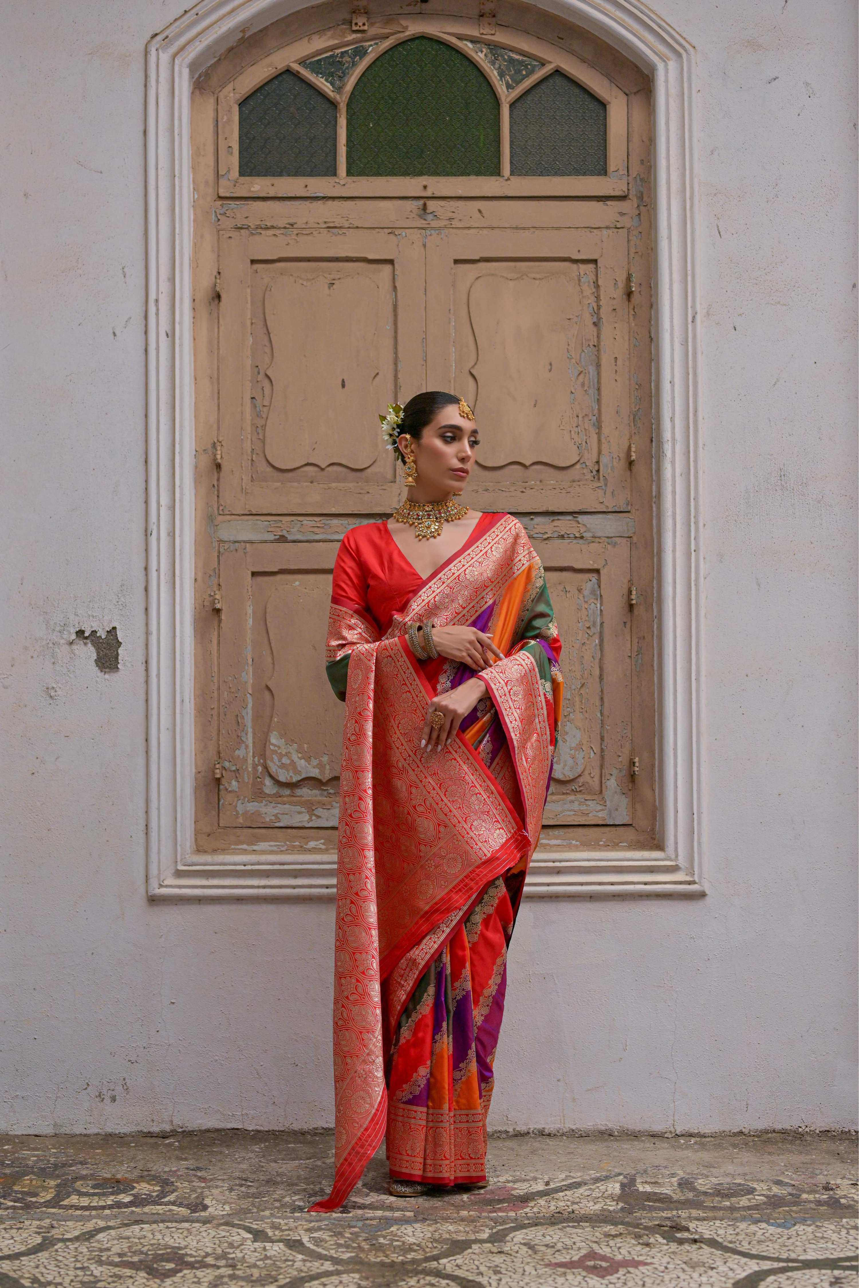 Aastha Fashion Red Soft Banarasi Silk Weaving Saree