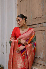 Thumbnail for Aastha Fashion Red Soft Banarasi Silk Weaving Saree