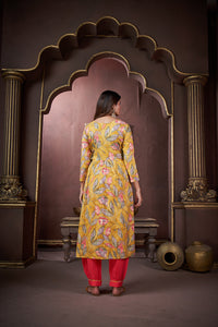 Thumbnail for NOZ2TOZ Women's Party Wear Digital Printed Afgani Style Kurta With Pant And Duppata Set - Yellow - Distacart