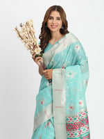 Thumbnail for Astita Linen Cotton Sea Green Saree