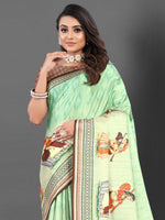 Thumbnail for NOZ2TOZ Women's Silk Blend Light Green Printed Designer Saree With Blouse Piece - Distacart