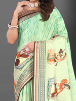 Thumbnail for NOZ2TOZ Women's Silk Blend Light Green Printed Designer Saree With Blouse Piece - Distacart