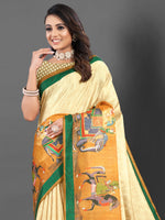 Thumbnail for NOZ2TOZ Women's Silk Blend Cream Printed Designer Saree With Blouse Piece - Distacart