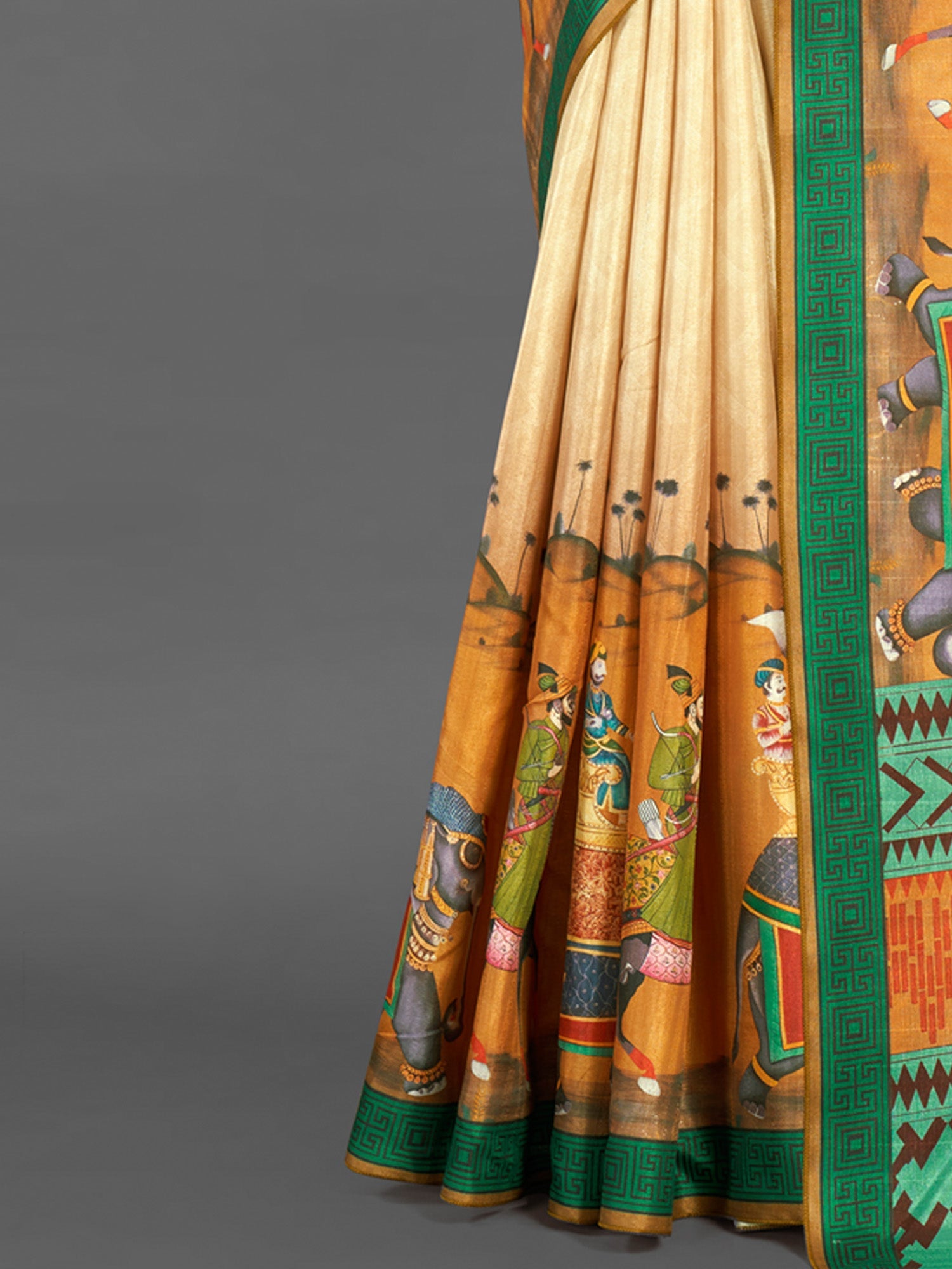 NOZ2TOZ Women's Silk Blend Cream Printed Designer Saree With Blouse Piece - Distacart