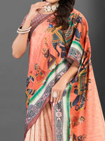 Thumbnail for NOZ2TOZ Women's Silk Blend Peach Printed Designer Saree With Blouse Piece - Distacart