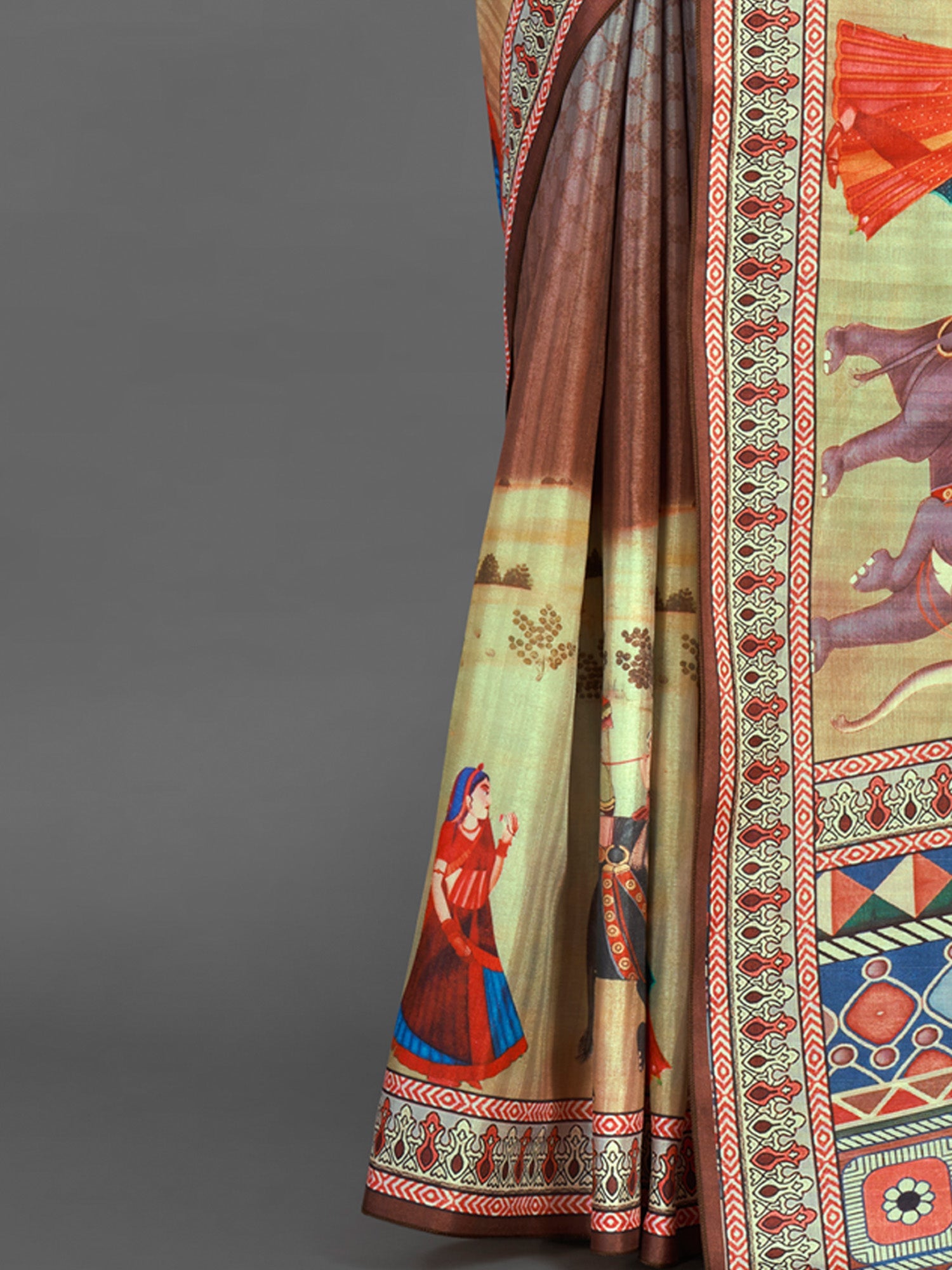 NOZ2TOZ Women's Silk Blend Grey Printed Designer Saree With Blouse Piece - Distacart