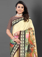 Thumbnail for NOZ2TOZ Women's Silk Blend Beige Printed Designer Saree With Blouse Piece - Distacart