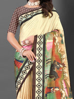 Thumbnail for NOZ2TOZ Women's Silk Blend Beige Printed Designer Saree With Blouse Piece - Distacart