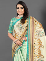 Thumbnail for NOZ2TOZ Women's Silk Blend Beige Printed Designer Saree With Blouse Piece - Distacart