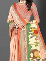 Thumbnail for NOZ2TOZ Women's Silk Blend Peach Printed Designer Saree With Blouse Piece - Distacart