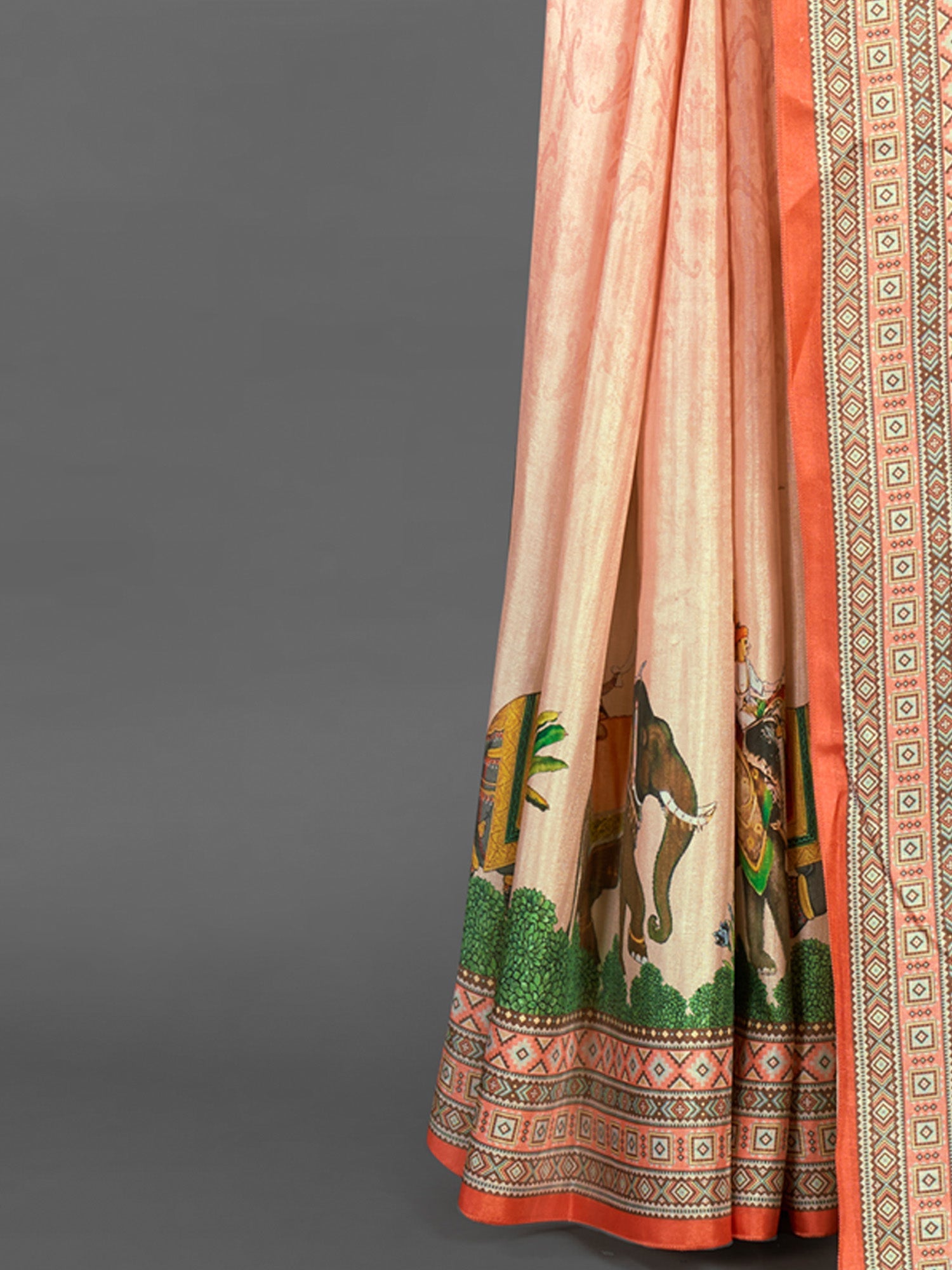 NOZ2TOZ Women's Silk Blend Peach Printed Designer Saree With Blouse Piece - Distacart
