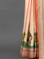 Thumbnail for NOZ2TOZ Women's Silk Blend Peach Printed Designer Saree With Blouse Piece - Distacart