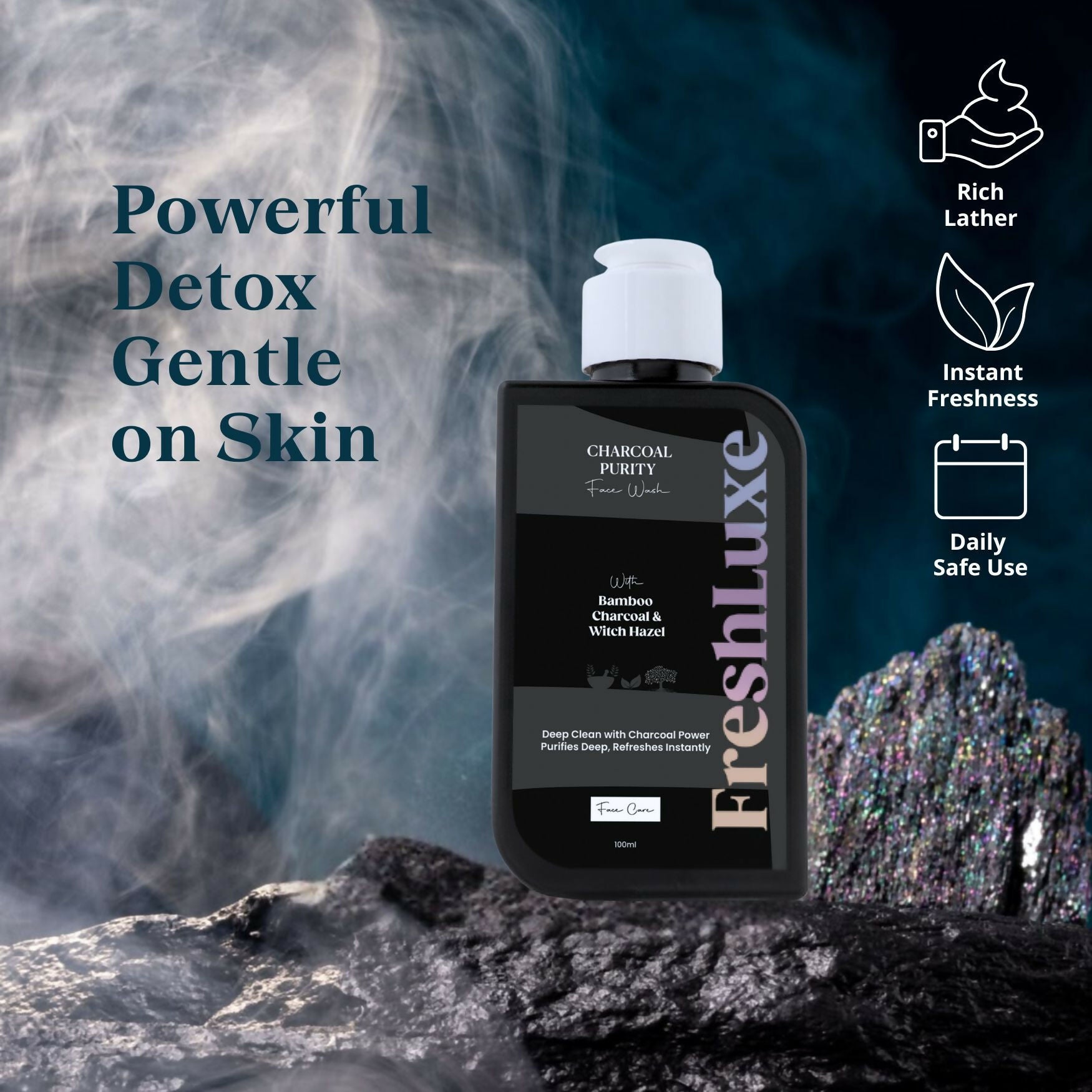 FreshLuxe Charcoal Purity Face Wash with Bamboo Charcoal & Witch Hazel