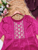 Thumbnail for Malishka Women's Purple Chinon Embroidered Anarkali Kurta With Dupatta - Distacart