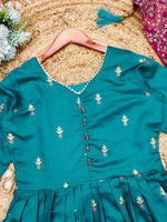 Thumbnail for Malishka Women's Green Roman Silk Foil Print Anarkali Kurta With Dupatta - Distacart