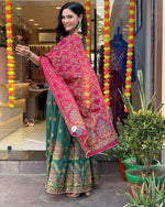 Thumbnail for Malishka Women's Green Roman Silk Foil Print Anarkali Kurta With Dupatta - Distacart