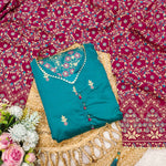 Thumbnail for Malishka Women's Green Roman Silk Foil Print Anarkali Kurta With Dupatta - Distacart