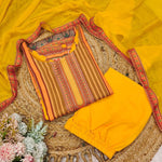 Thumbnail for Malishka Women's Mustard Satin Digital Print Straight Kurta Pant With Dupatta - Distacart