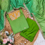 Thumbnail for Malishka Women's Green Crepe Bandhej Print Straight Kurta Palazzo With Dupatta - Distacart