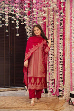 Thumbnail for Malishka Women's Maroon Muslin Printed Straight Kurta Pant With Dupatta - Distacart