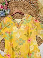 Thumbnail for Malishka Women's Yellow Muslin Silk Digital Print Straight Kurta Pant With Dupatta - Distacart