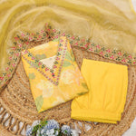 Thumbnail for Malishka Women's Yellow Muslin Silk Digital Print Straight Kurta Pant With Dupatta - Distacart