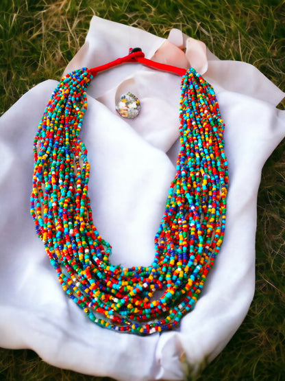 Inhanns Handmade Beaded Multilayer Necklace, 20 Layers - Multi Colour - Distacart
