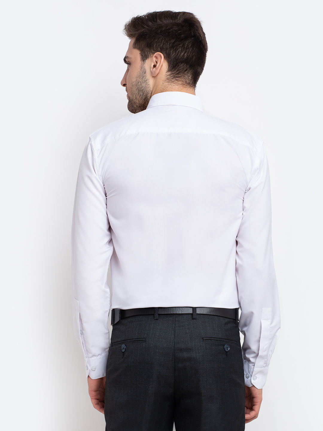 Jainish Men's Button Down Collar Cotton Formal Shirt - White - Distacart