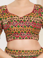 Thumbnail for Joban Fashion Red Brocade Padded Blouse With Sweetheart Neck Elbow Sleeves - Distacart