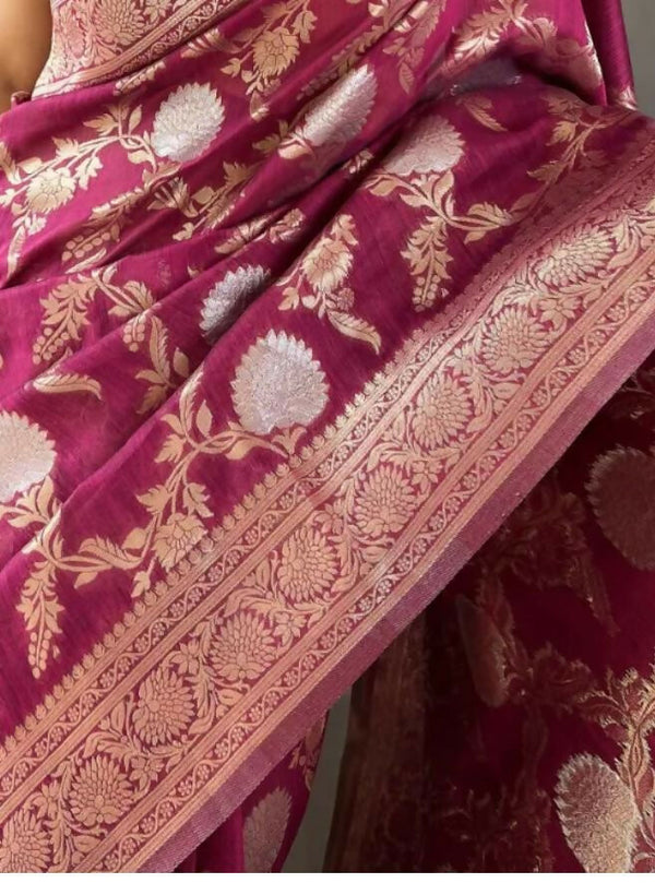Preksha Creation Banarasi Soft Silk Women Purple Saree - Distacart