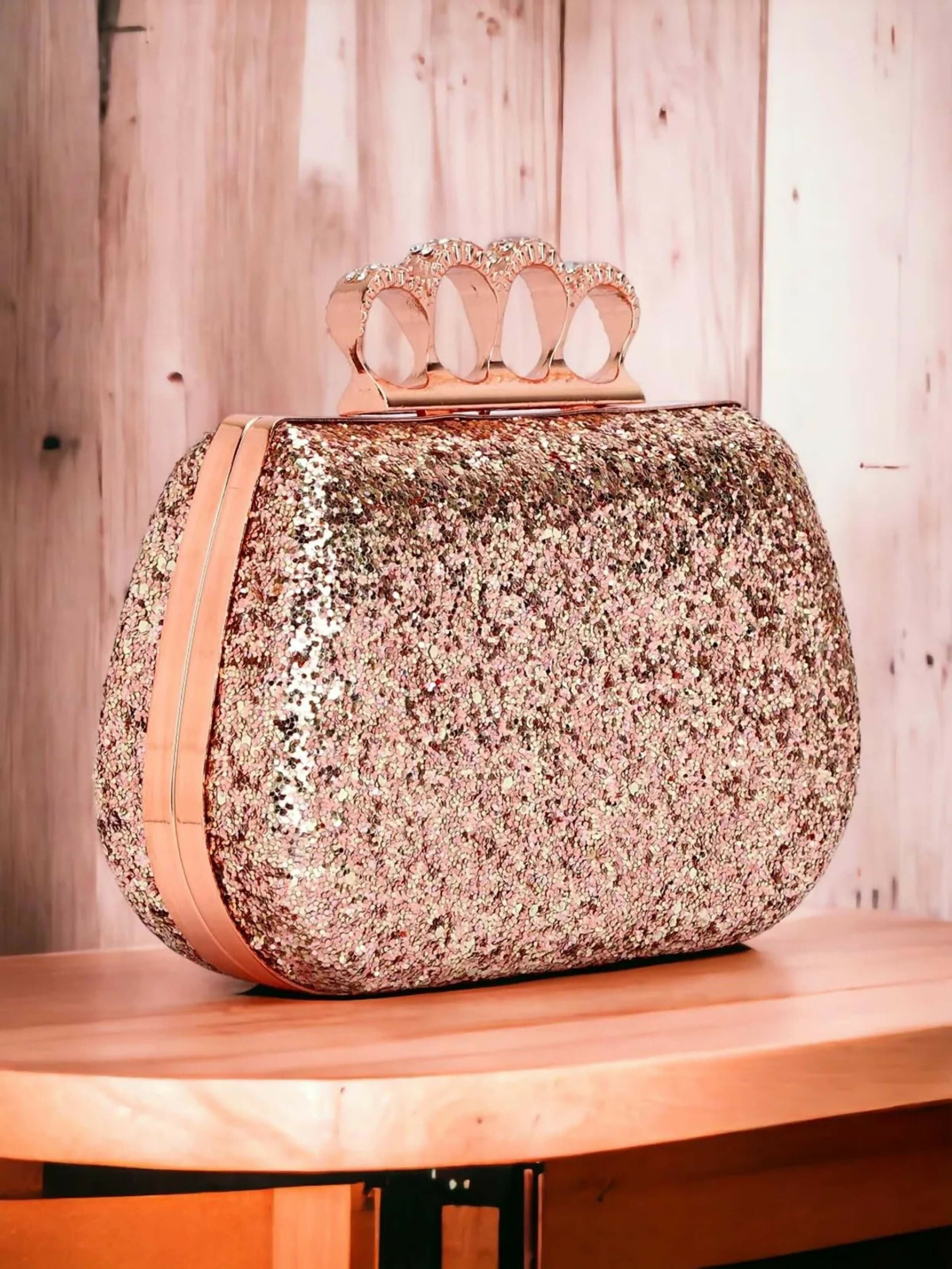 Joban Fashion Bridal Hand Clutch For Women & Young Girls - Rose Gold