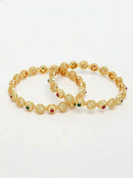 Thumbnail for NVR Women Set of 2 Gold Plated Artificial Stone Bangle - Distacart