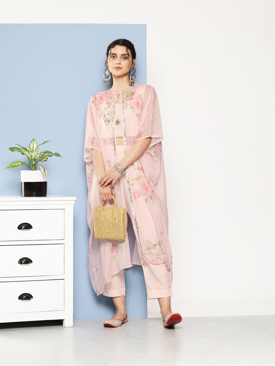 Ahalyaa Women Solid Crepe Co-Ords With Shrug - Distacart