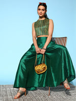 Thumbnail for Ahalyaa Women Green & Gold-Toned Printed Co-ords - Distacart