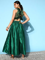 Thumbnail for Ahalyaa Women Green & Gold-Toned Printed Co-ords - Distacart