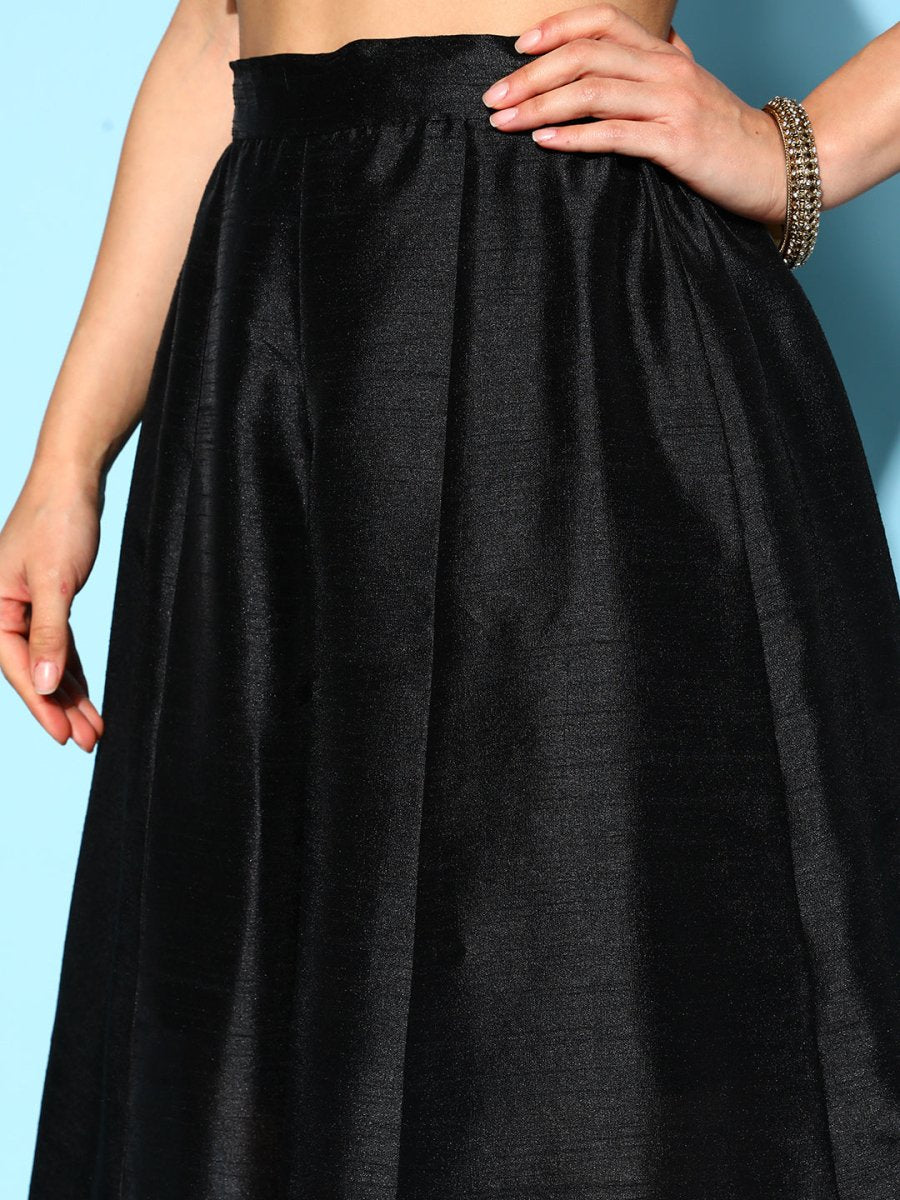 Ahalyaa Women Black & Gold-Toned Printed Co-ords - Distacart