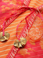 Thumbnail for Ahalyaa Orange Striped Ethnic Maxi Dress - Distacart