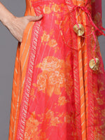 Thumbnail for Ahalyaa Orange Striped Ethnic Maxi Dress - Distacart