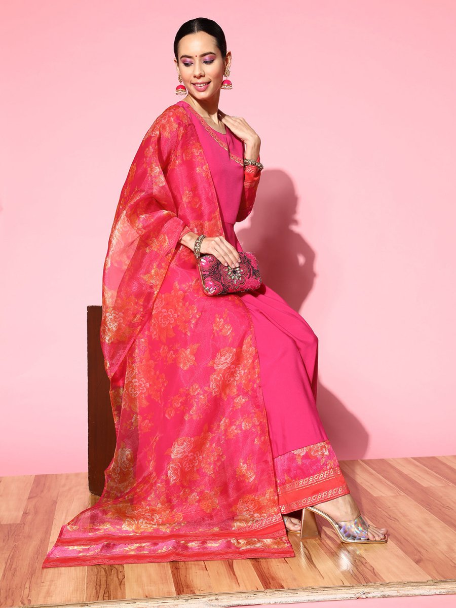 Ahalyaa Ethnic Motifs Crepe Ethnic Maxi Dress - Distacart