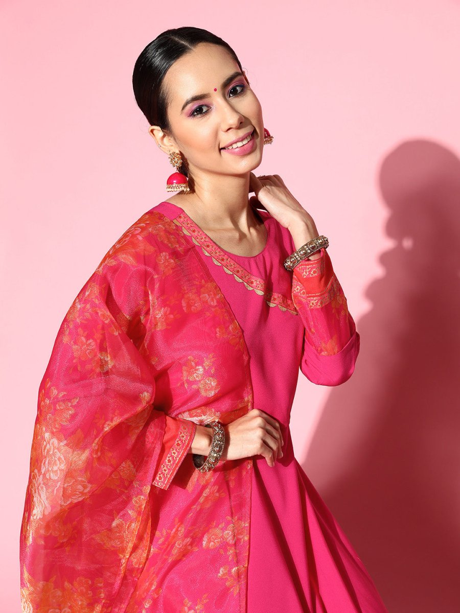 Ahalyaa Ethnic Motifs Crepe Ethnic Maxi Dress - Distacart