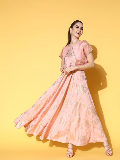 Ahalyaa Floral Printed Maxi Ethnic Dress - Distacart