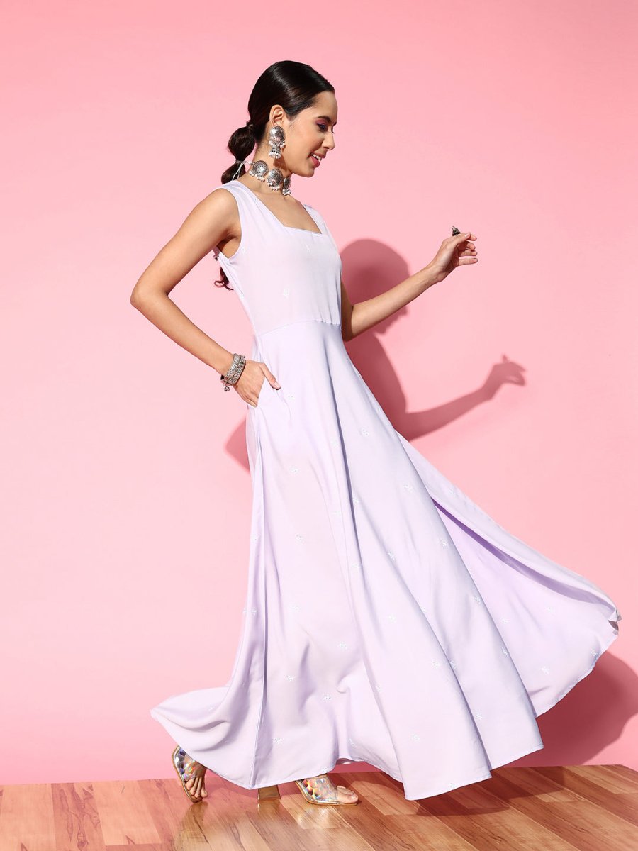 Ahalyaa Floral Ethnic Maxi Dress with Jacket - Distacart