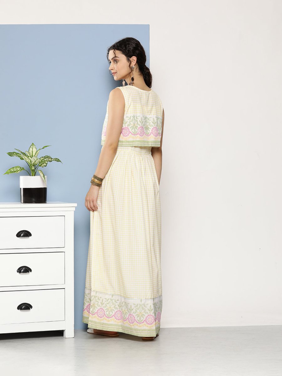 Ahalyaa Women Checked Maxi Ethnic Dress - Distacart